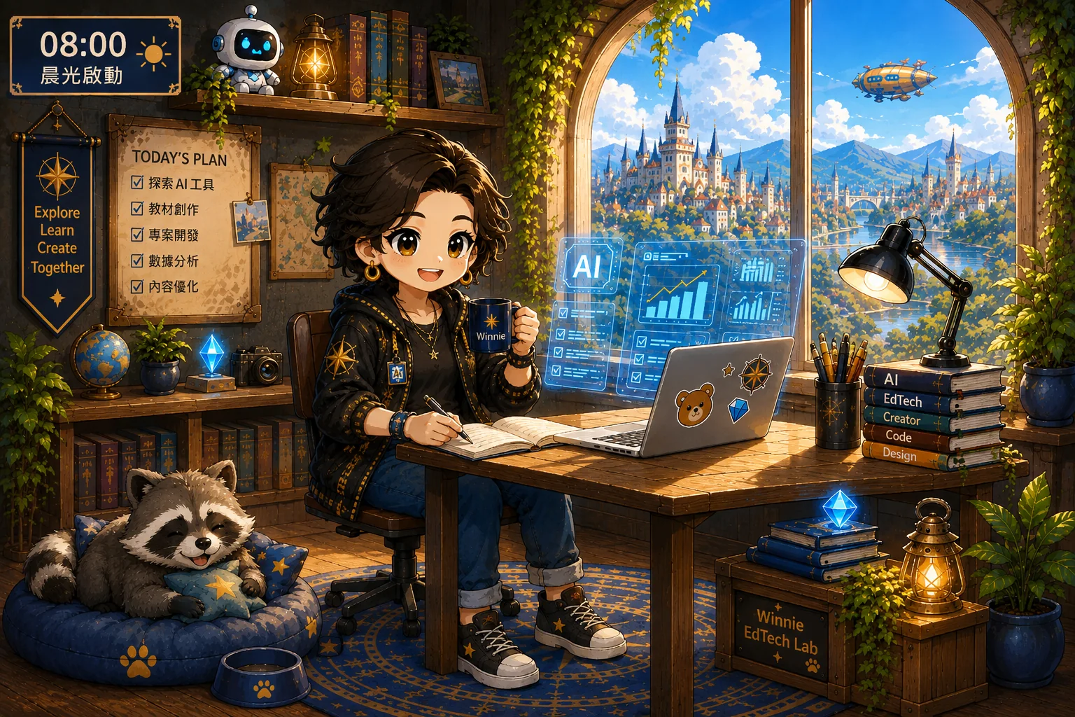 Winnie AI 探索總部晨光場景